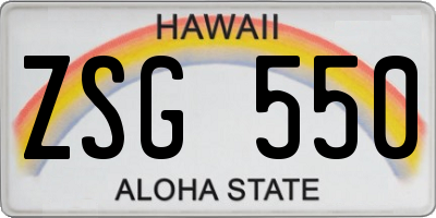 HI license plate ZSG550