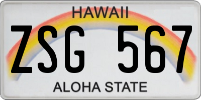 HI license plate ZSG567