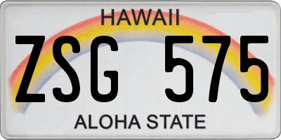 HI license plate ZSG575
