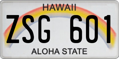 HI license plate ZSG601