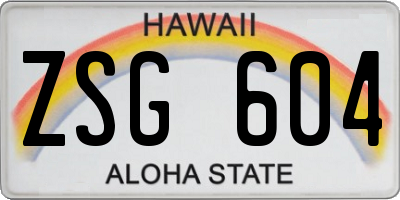 HI license plate ZSG604