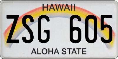 HI license plate ZSG605