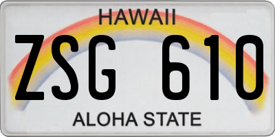 HI license plate ZSG610