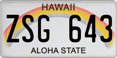 HI license plate ZSG643