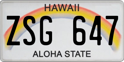 HI license plate ZSG647