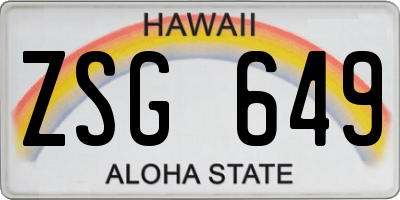 HI license plate ZSG649