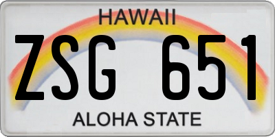 HI license plate ZSG651