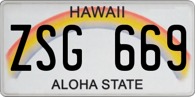HI license plate ZSG669