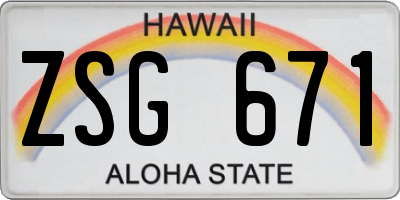 HI license plate ZSG671