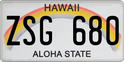 HI license plate ZSG680