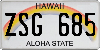 HI license plate ZSG685