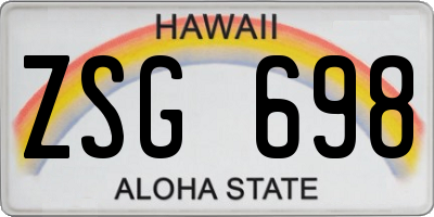 HI license plate ZSG698