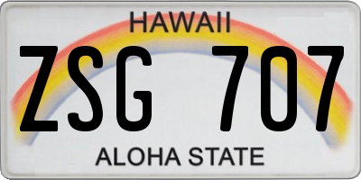 HI license plate ZSG707