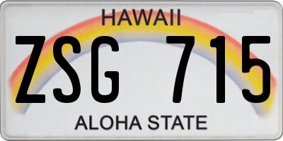 HI license plate ZSG715
