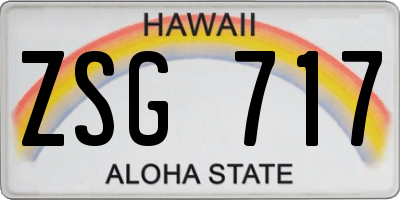 HI license plate ZSG717