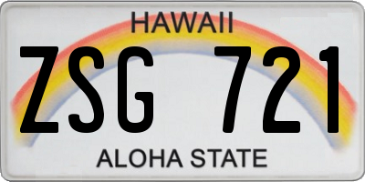HI license plate ZSG721