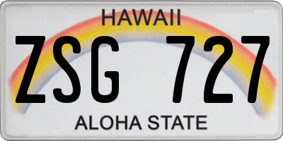 HI license plate ZSG727