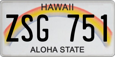HI license plate ZSG751
