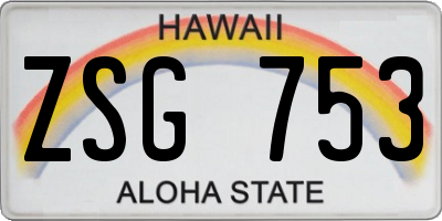 HI license plate ZSG753