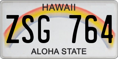 HI license plate ZSG764