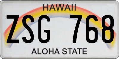 HI license plate ZSG768