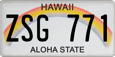 HI license plate ZSG771
