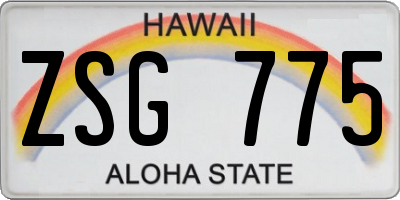 HI license plate ZSG775