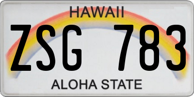 HI license plate ZSG783