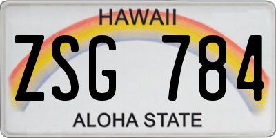 HI license plate ZSG784