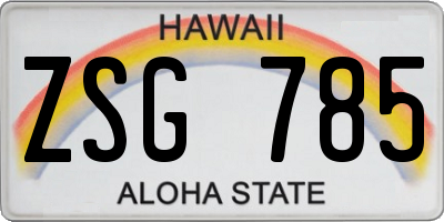 HI license plate ZSG785