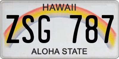 HI license plate ZSG787