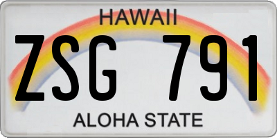 HI license plate ZSG791