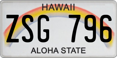 HI license plate ZSG796