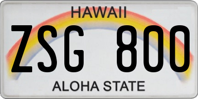 HI license plate ZSG800