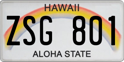 HI license plate ZSG801