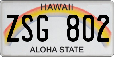 HI license plate ZSG802