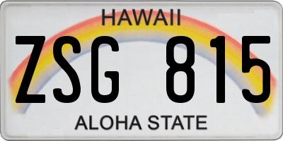HI license plate ZSG815
