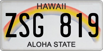 HI license plate ZSG819