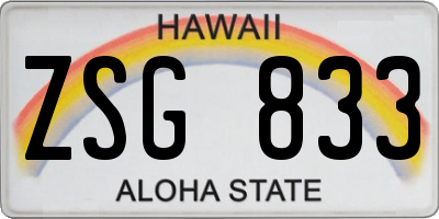 HI license plate ZSG833