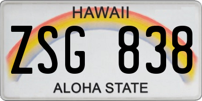 HI license plate ZSG838