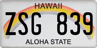 HI license plate ZSG839