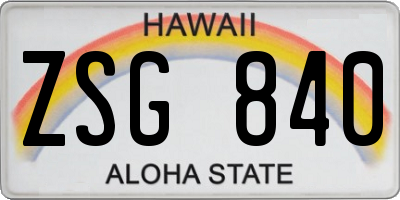 HI license plate ZSG840