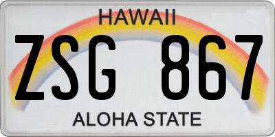HI license plate ZSG867