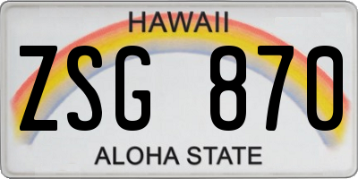 HI license plate ZSG870