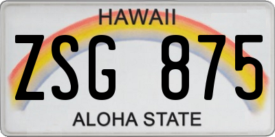 HI license plate ZSG875