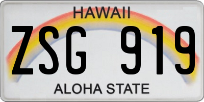 HI license plate ZSG919