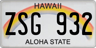 HI license plate ZSG932