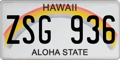 HI license plate ZSG936
