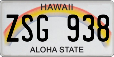 HI license plate ZSG938