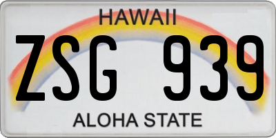 HI license plate ZSG939